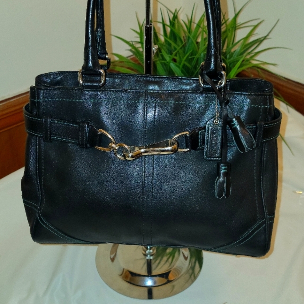 Coach Hampton Black Leather Satchel  A870